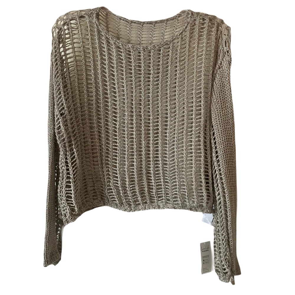 Cupshe Live Life on the Beach Loose Weaved CropTop, NWT, Sz. S, Taupe, Crocheted